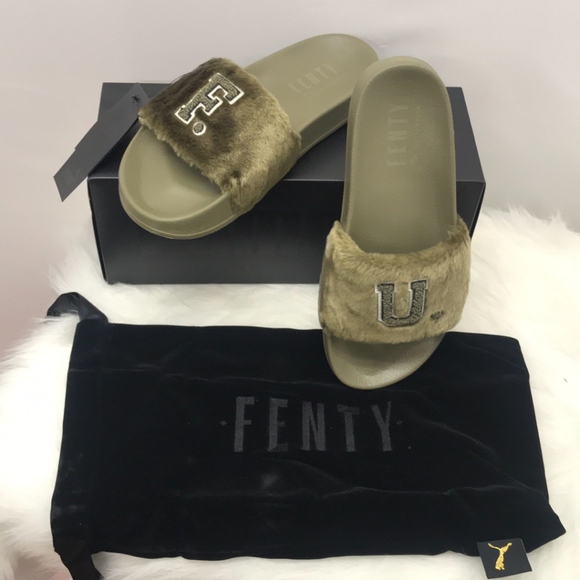 rihanna puma slides fur